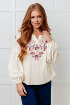 More Than You Would Think Embroidered Blouse - Desert Sunday