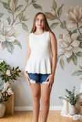 Muse Sleeveless Peplum Knit Top - Desert Sunday