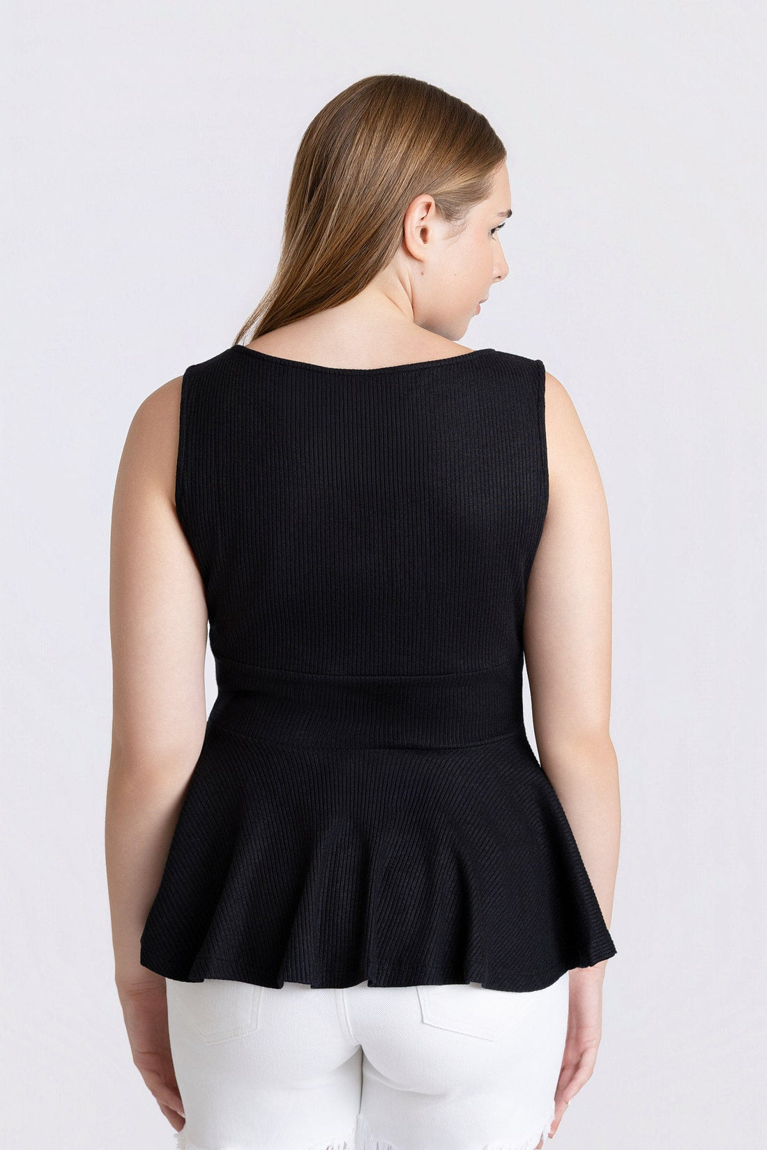 Muse Sleeveless Peplum Knit Top - Desert Sunday