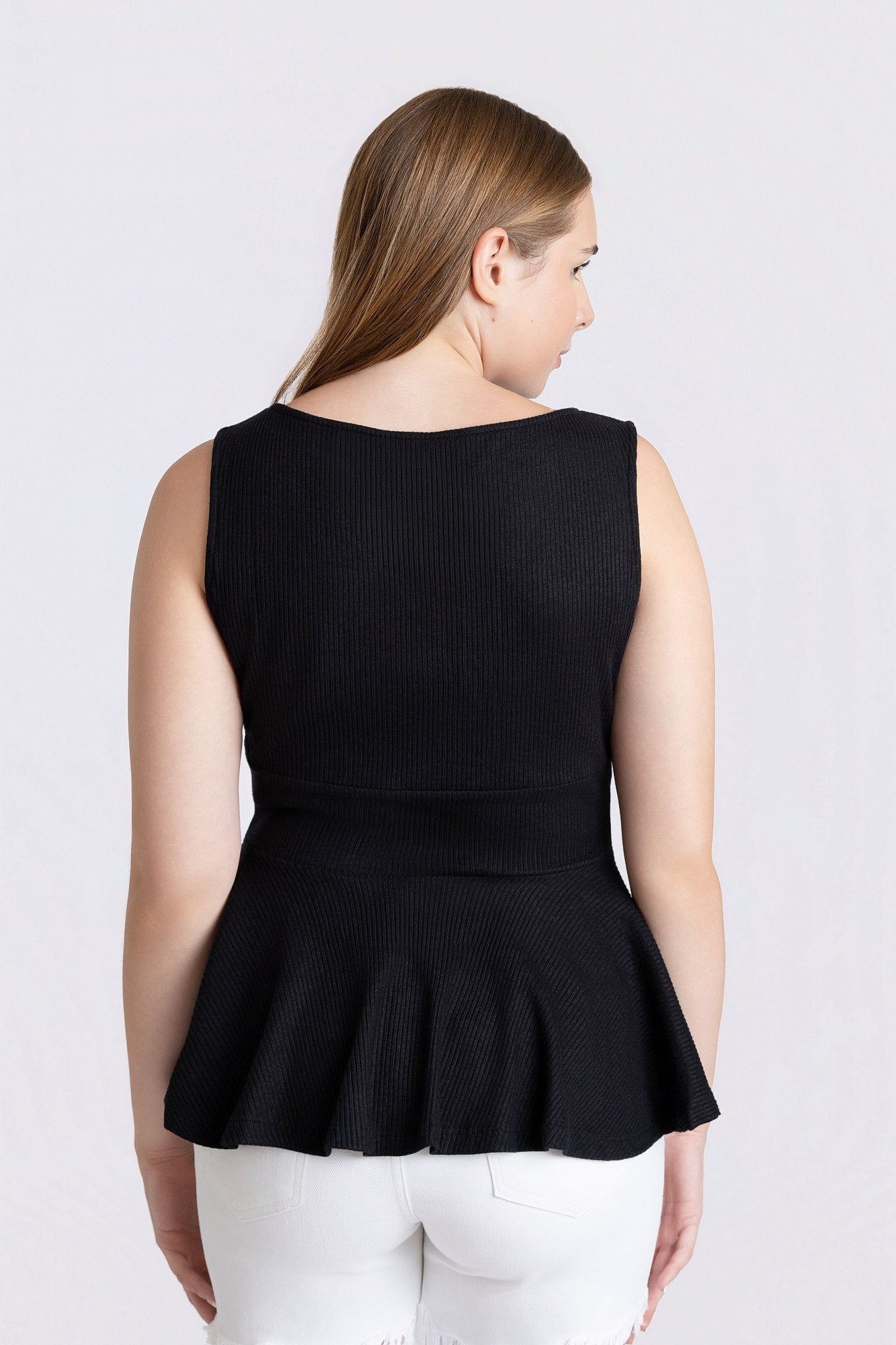 Muse Sleeveless Peplum Knit Top - Desert Sunday