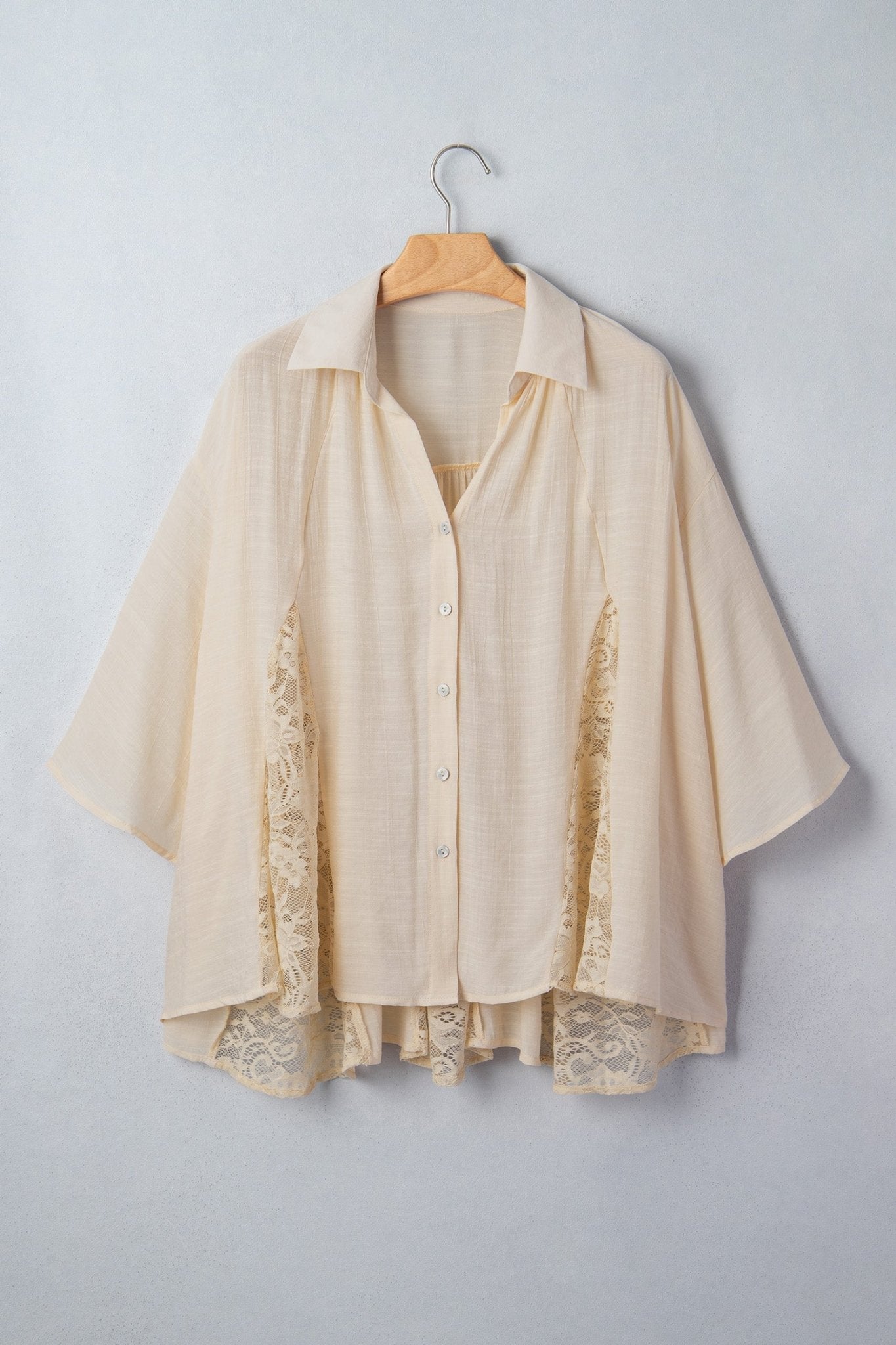 Oatmeal Lace Whisper Flowy Blouse - Desert Sunday