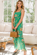 ODDI Full Size Floral Sleeveless Wide Leg Jumpsuit - Desert Sunday