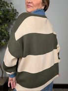 Olive Grove Striped Denim Collar Sweater - Desert Sunday