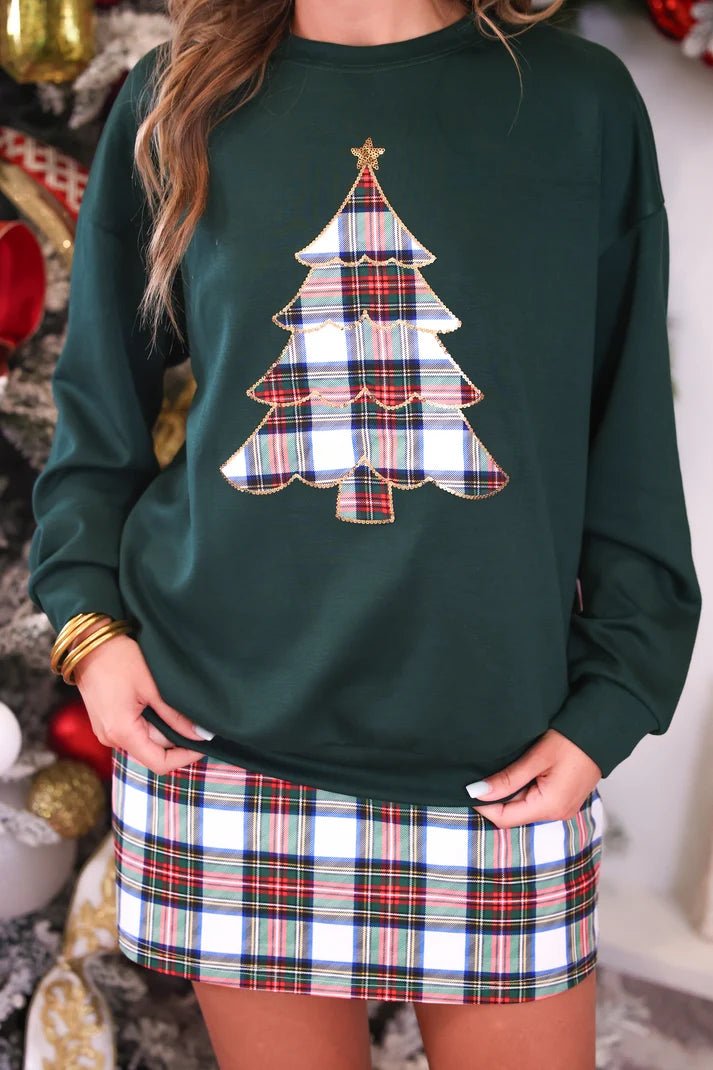 Plaid Christmas Tree Pullover - Desert Sunday