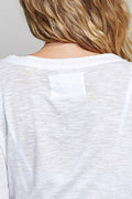 POL Contrast Hand-Stitch V-Neck Lightweight Knit Long Sleeve Top - Desert Sunday