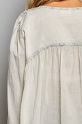 POL Embroidered Button Front Woven Shirt - Desert Sunday