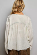 POL Embroidered Button Front Woven Shirt - Desert Sunday