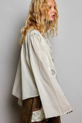 POL Embroidered Button Front Woven Shirt - Desert Sunday