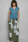 POL Eyelet Embroidery Pintuck Sleeveless Blouse - Desert Sunday