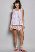 POL POL Round Neck Sleeveless Striped Pleated Cotton Top - Desert Sunday
