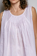 POL POL Round Neck Sleeveless Striped Pleated Cotton Top - Desert Sunday