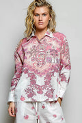 POL Printed Floral Button Down Shirt - Desert Sunday