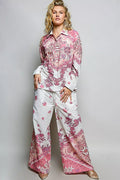 POL Printed Floral Button Down Shirt - Desert Sunday