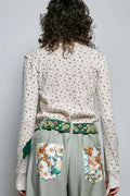POL Ribbed Knit Floral Crew Neck Long Sleeve Top - Desert Sunday