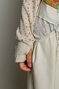 POL Ribbed Knit Floral Crew Neck Long Sleeve Top - Desert Sunday