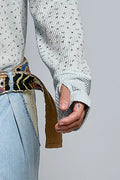 POL Ribbed Knit Floral Crew Neck Long Sleeve Top - Desert Sunday