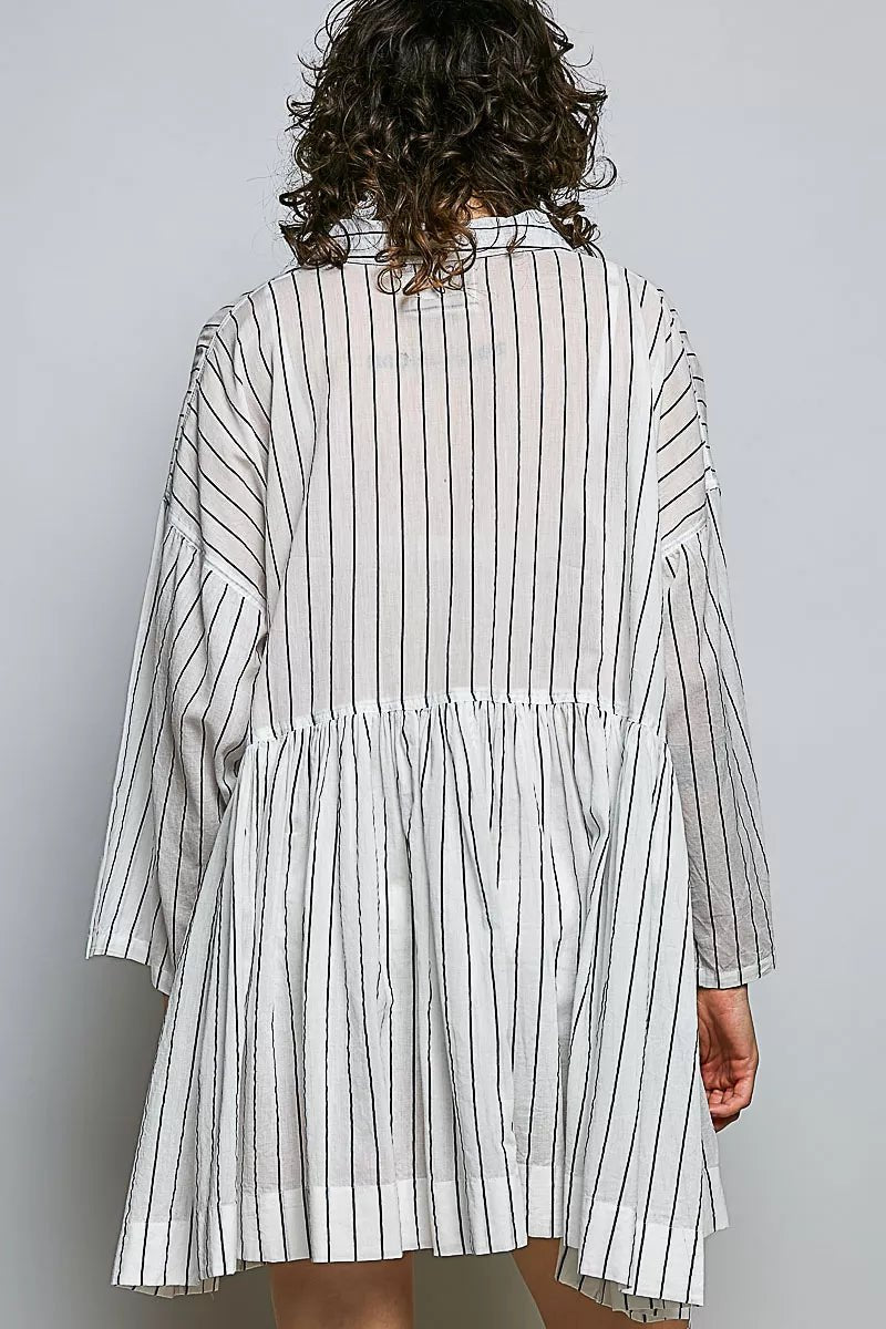 POL Striped Relaxed Fit Shirt Dress - Desert Sunday