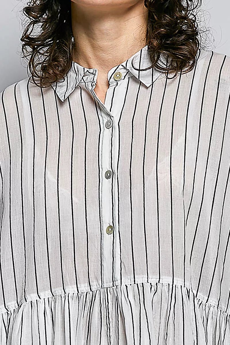 POL Striped Relaxed Fit Shirt Dress - Desert Sunday