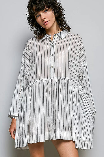 POL Striped Relaxed Fit Shirt Dress - Desert Sunday