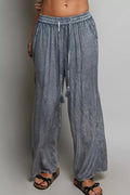POL Tassel Drawstring Embroidered Wide Leg Woven Pants - Desert Sunday