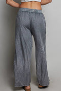 POL Tassel Drawstring Embroidered Wide Leg Woven Pants - Desert Sunday