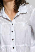 POL Tonal Dot Weave Textured Button Front Shirt - Desert Sunday