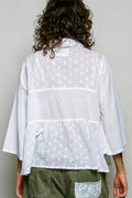 POL Tonal Dot Weave Textured Button Front Shirt - Desert Sunday