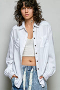 POL Washed Textured Cotton Western Button Front Shirt - Desert Sunday
