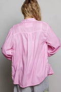 POL Washed Textured Cotton Western Button Front Shirt - Desert Sunday