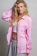 POL Washed Textured Cotton Western Button Front Shirt - Desert Sunday