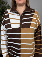 Prep School Chic Quarter Zip Sweater - Desert Sunday