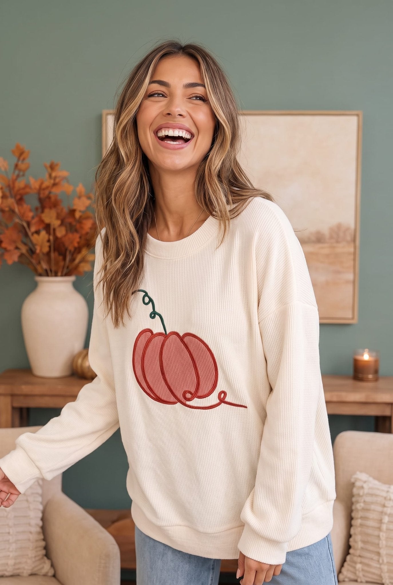 Pumpkin Patch Corded Sweatshirt - Desert Sunday
