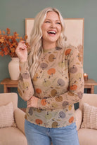 Pumpkin Patch Pretty Mesh Long Sleeve Top - Desert Sunday