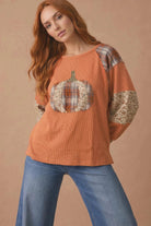 Pumpkin Patch Pretty Waffle Knit Top - Desert Sunday