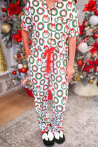Ribbon Wreath Ruffle Pajama Set - Desert Sunday