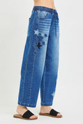 RISEN Elastic Band Slouchy Cropped Barrel with Star Patch - Desert Sunday