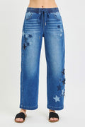 RISEN Elastic Band Slouchy Cropped Barrel with Star Patch - Desert Sunday