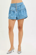 RISEN Elastic Band Slouchy Shorts With Shirred Detail - Desert Sunday