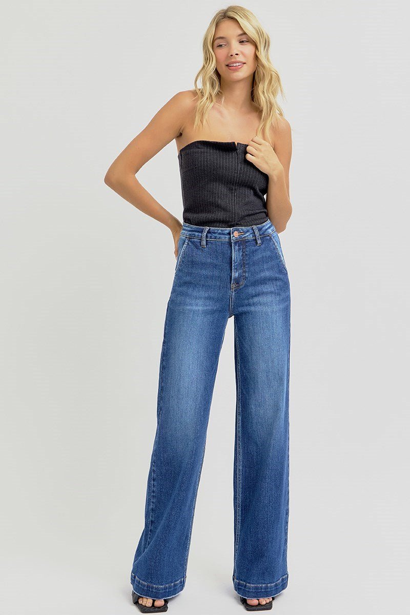 Risen Everyday Chic High Rise Wide Leg Jeans - Desert Sunday