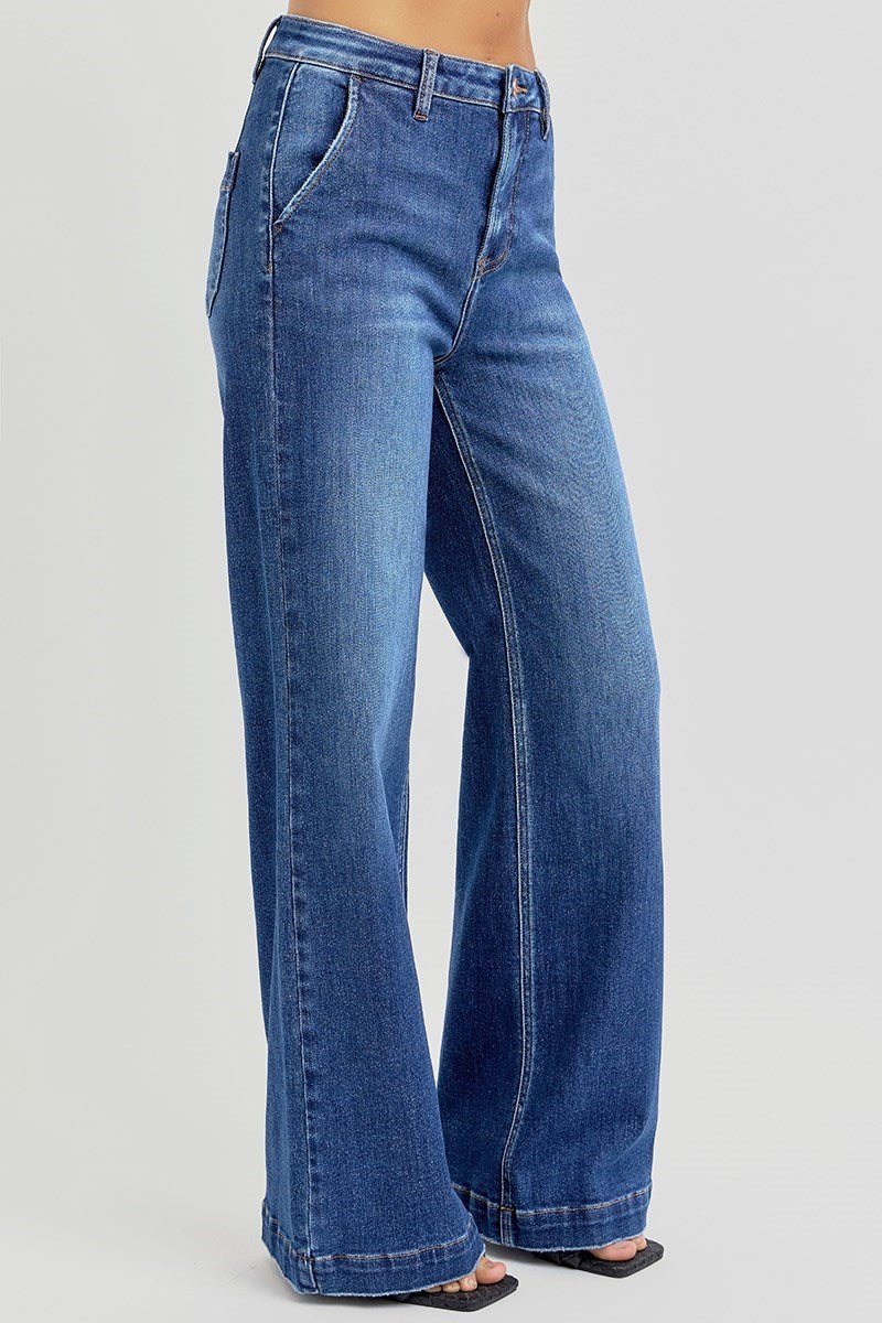 Risen Everyday Chic High Rise Wide Leg Jeans - Desert Sunday