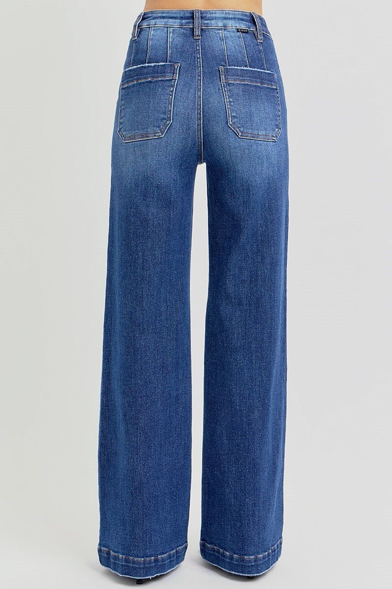 Risen Everyday Chic High Rise Wide Leg Jeans - Desert Sunday
