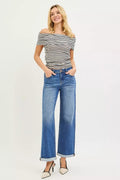 RISEN Full Size High Rise Relaxed Fit Ankle Straight Cuff Jeans Plus Size - Desert Sunday