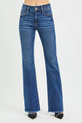 RISEN Full Size Mid Rise Bootcut Frayed Waistband Hem Detail Jeans Plus Size - Desert Sunday