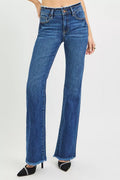RISEN Full Size Mid Rise Bootcut Frayed Waistband Hem Detail Jeans Plus Size - Desert Sunday