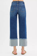 RISEN Full Size Mid Rise Crop Wide Wide Cuffed Jeans Plus Size - Desert Sunday