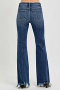 RISEN Full Size Mid Rise Flare Frayed Hem Jeans Plus Size - Desert Sunday