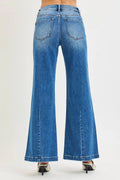 RISEN Full Size Mid Rise Wide Leg Jeans with Flared Look Plus Size - Desert Sunday