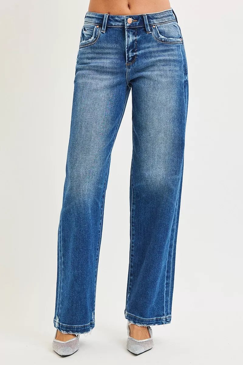 RISEN Full Size Slouchy Baggy Jeans Pocket Side Seam Detail Plus Size - Desert Sunday