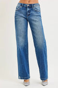 RISEN Full Size Slouchy Baggy Jeans Pocket Side Seam Detail Plus Size - Desert Sunday