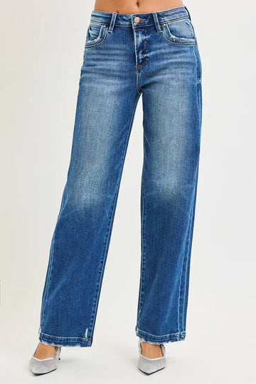 RISEN Full Size Slouchy Baggy Jeans Pocket Side Seam Detail Plus Size - Desert Sunday